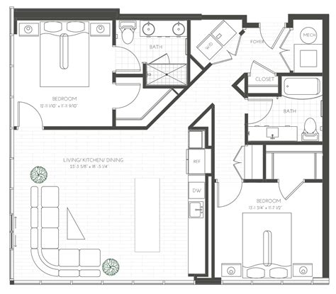 Two Bedroom Two Bath Apartment Floor Plans