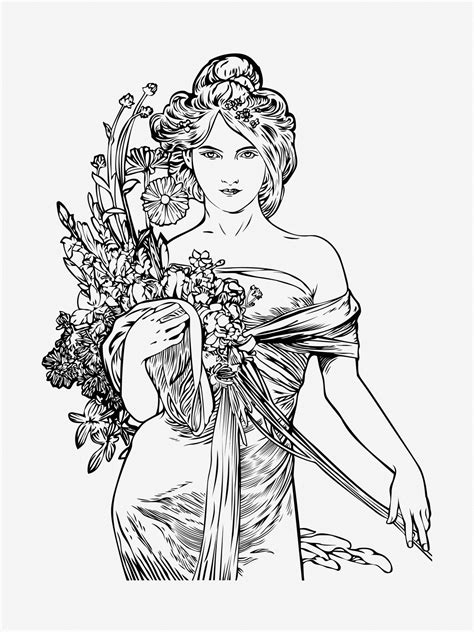 Woman With Flowers Clipart Free Stock Photo Public Domain Pictures