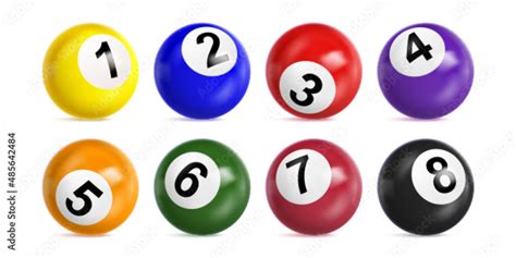 Bingo Lottery Balls With Numbers From One To Eight Vector Realistic