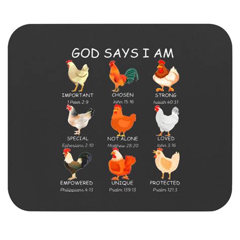 God Says I Am Bible Verse Christian Farm Chickens Religious Mouse Pads