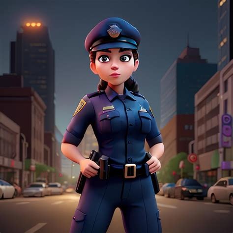 Premium AI Image Female Police Officer With City In The Background