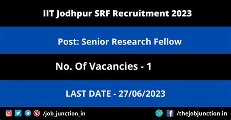 Iit Jodhpur Srf Recruitment Job Junction