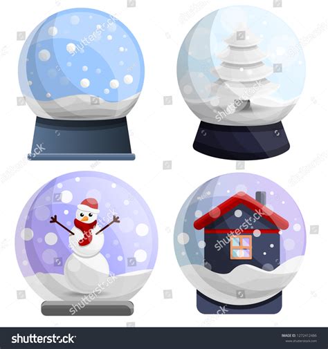 Snowglobe Icon Set Cartoon Set Snowglobe Stock Vector Royalty Free