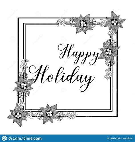 Vector Illustration Greeting Card Happy Holiday With Beautiful Wreath