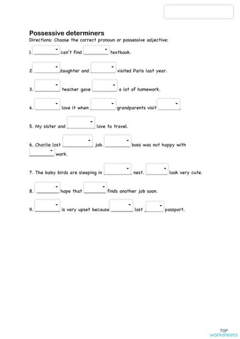 Pronouns Subject Object And Possessive Pronoun Interactive Worksheet Topworksheets