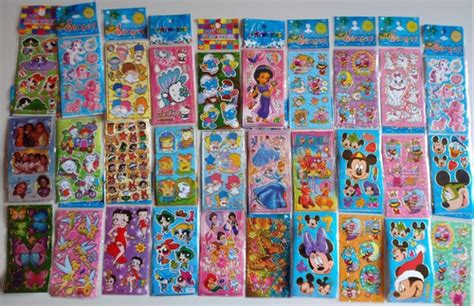 Kit Cartelas Adesivo Infantil Sticker V Rios Personagens