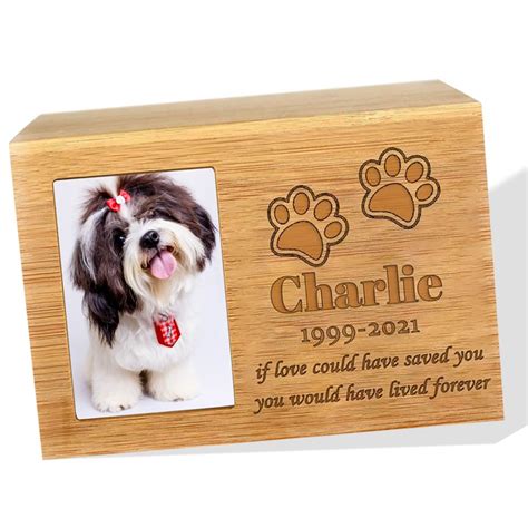 Personalized Wooden Pet Cremation Boxes With Photo And Message Pet Urn