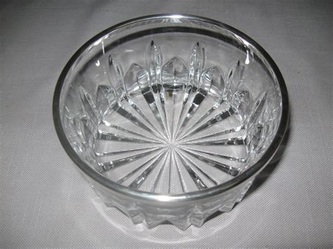 Genuine Crystal Deep Cut Glass Sauce Fruit Bowl Silver Rim 5 By