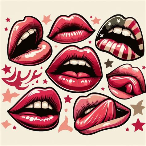 Vector Pinup Style Lip Print Premium AI Generated Image