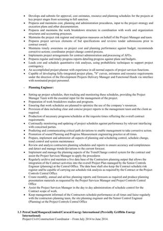 Resume Projects Planning Projects Control Lead Engineer Pdf