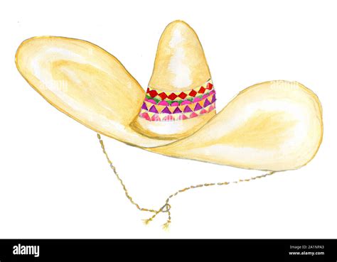 Fashion mexican hat sombrero, hand drawn watercolor illustration Stock ...