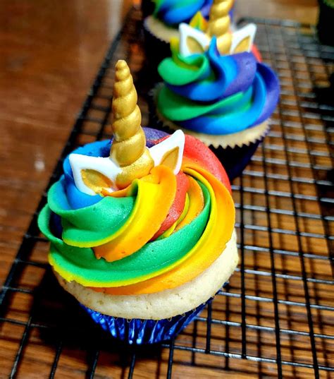 Rainbow Unicorn Cupcakes For My Daughters Birthday Rcupcakes