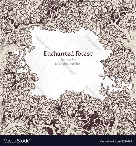 Frame For Text Decoration Enchanted Forest Vector Image