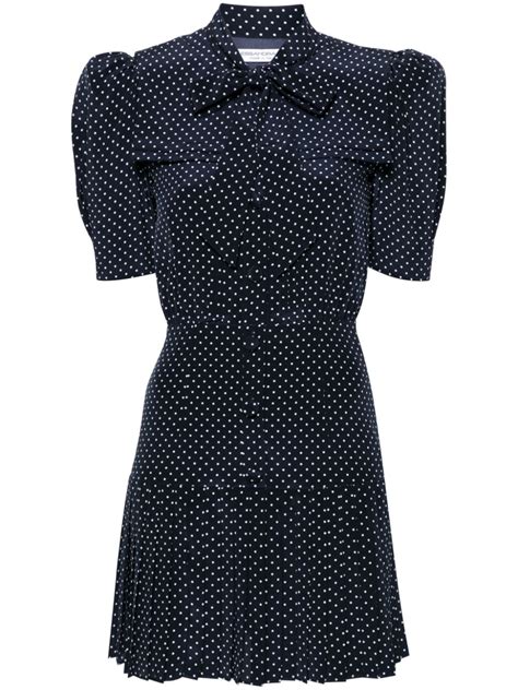 Alessandra Rich Polka Dot Pleated Silk Dres Farfetch