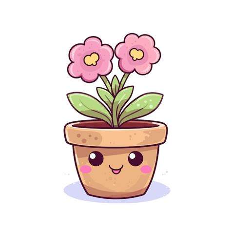 Premium Vector Cute Cactus In Pot Flat Cartoon Style