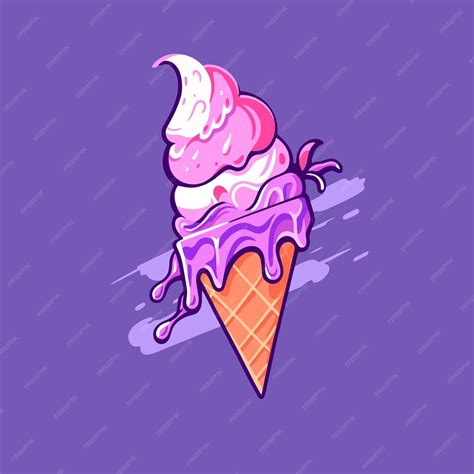 Premium Vector Ice Cream Cone Cartoon Icon Illustration Sweet Food