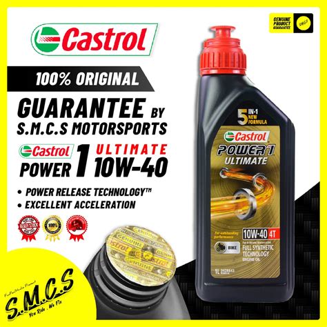 Castrol 10W40 POWER 1 Ultimate 1L 100 ORIGINAL Fully Synthetic 4T