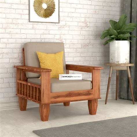 SAAMENIA FURNITURES Wooden 1 Seater Sofa For Living Room One Seater