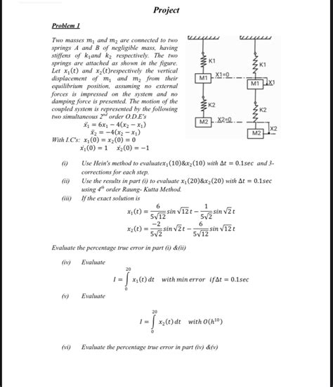 Solved Two Masses M1 And M2 Are Connected To Two Springs A