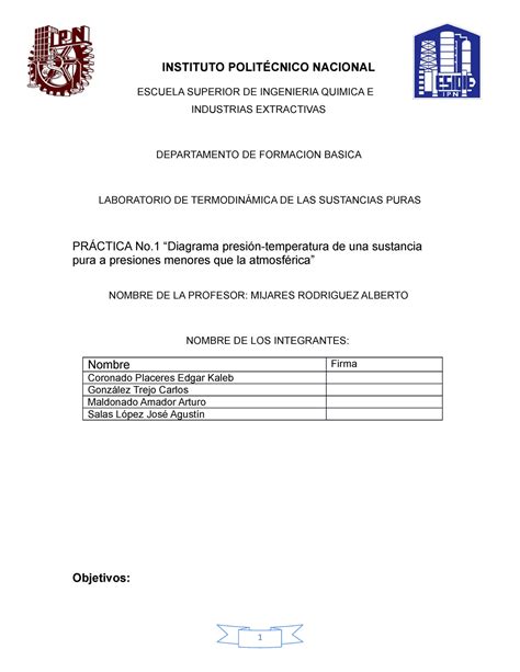 Practica 1 y 2 termo 2 Ajustada INSTITUTO POLITÉCNICO NACIONAL