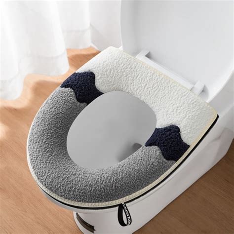 2 Pieces Thicker Bathroom Soft Toilet Seat Cover Pad With Handle Toilet