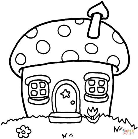 Mushroom Cottage Coloring Page Free Printable Coloring Pages