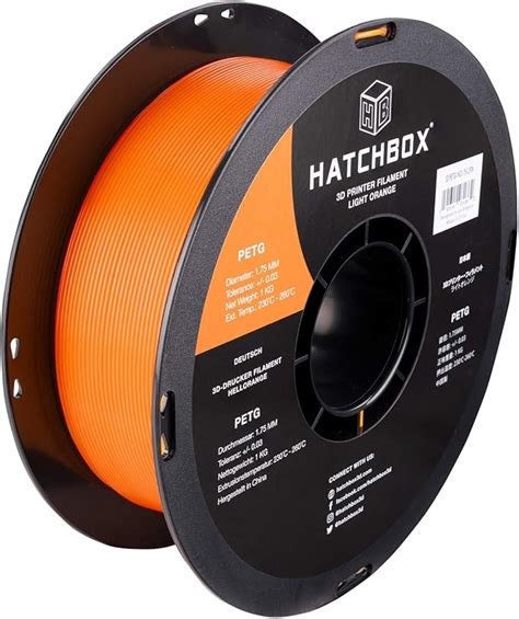 Amazon HATCHBOX 1 75mm Light Orange PETG 3D Printer Filament 1 KG