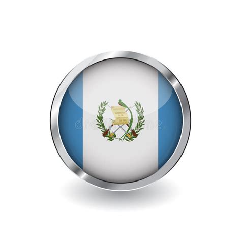 Flag Of Guatemala Button With Metal Frame And Shadow Guatemala Flag