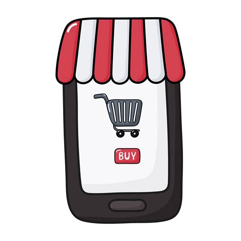 Smartphone With And Screen Buy Icon Concept Online Shopping Cartoon