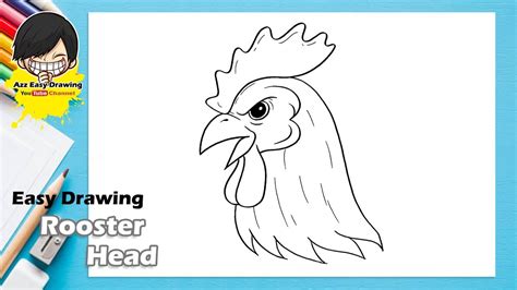 Easy Drawing Rooster Head Youtube