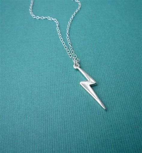 Sterling Silver Lightning Bolt Necklace Charm Necklace Etsy