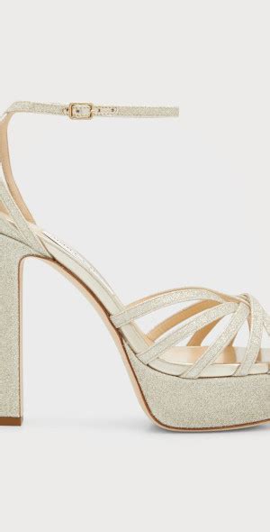 Jimmy Choo Isra Glitter Ankle Strap Platform Sandals