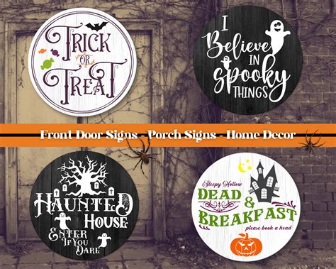 Round Halloween Svg Bundle Halloween Round Sign Svg Etsy