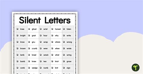 Word Study List Silent Letters Teach Starter Worksheets Library