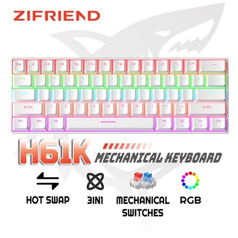 Zifriend H K Pro In Mechanical Keyboard Wireless Gaming Keyboard Pin Hot Swappable Rgb Light