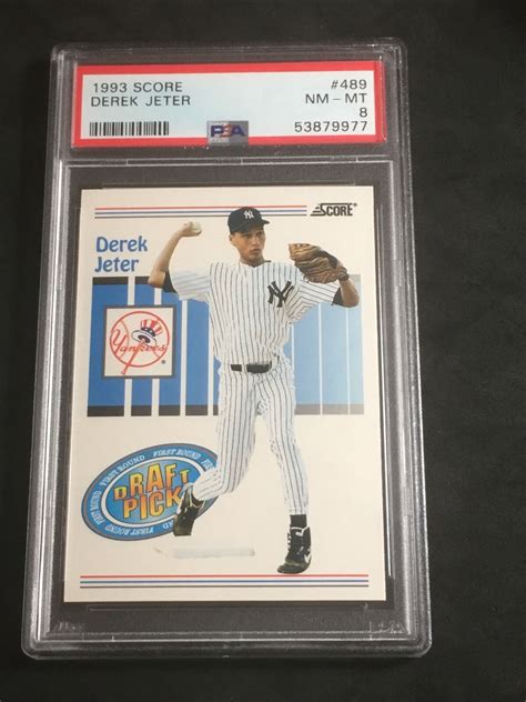 1993 Score Rookie Derek Jeter Draft Pick Card 489 PSA 8 NM MT DEAD