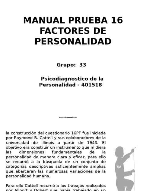 Manual Prueba 16 Pf Sicología Y Ciencia Cognitiva Cognición