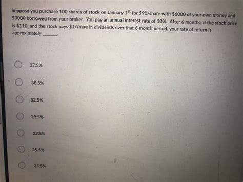 Solved Suppose You Purchase Shares Of Stock On January Chegg