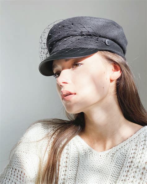 Baker Boy Hat For Women With Veil Newsboy Cap Women Fiddlers Etsy