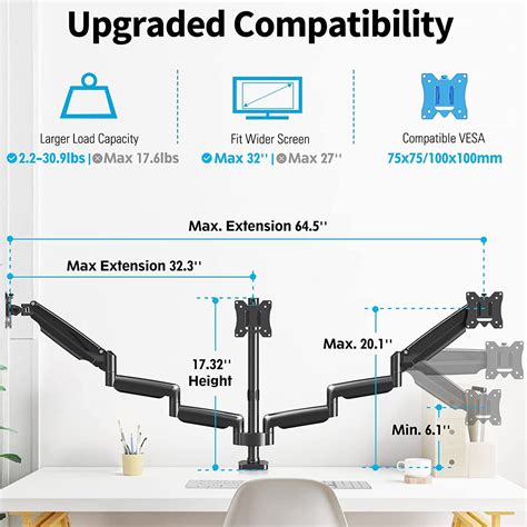 Triple Monitor Stand For Mounting 3 Monitors 32 Inch To Desk Mountup