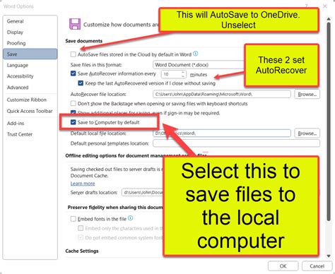 How To Set Up Word Excel Autosave Without Onedrive Daves Computer Tips