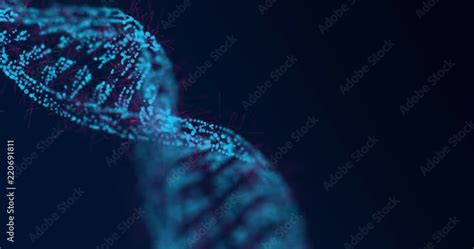 Abstract Glittering DNA Double Helix With Depth Of Field Rotating