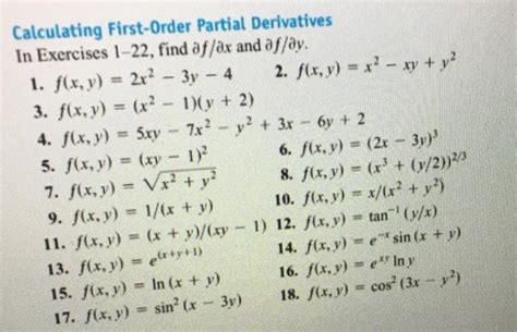 Solved Calculating First Order Partial Derivatives In