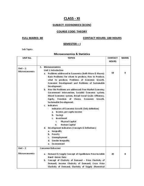 WBCHSE Class 11 Economics Syllabus 2024 PDF West Bengal Board Class