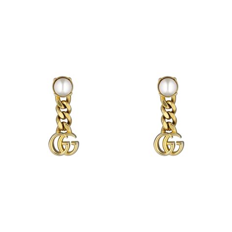 Gucci Pearl Double G Earrings in White - Lyst