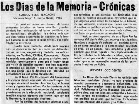 Los días de la memoria crónicas artículo Biblioteca Nacional