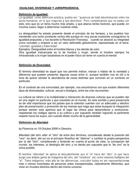 Igualdad Diversidad Y Jurisprudencia Pdf Norma Social Caso De Ley