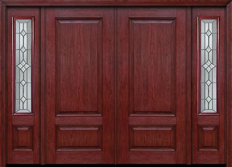 ESWDA 84x80 Exterior Cherry Two Panel Double Entry Door Sidelights