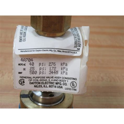 Dayton Electric 4A704 Solenoid Valve New No Box Mara Industrial