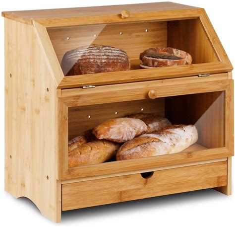 Foundry Select Bamboo Two Layer Bread Box With Drawer And Reviews Wayfair